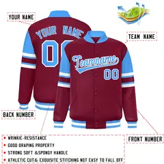Crimson Color Block Varsity Full-Snap Letterman Jacket 2