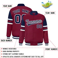 Crimson Color Block Varsity Full-Snap Letterman Jacket 2