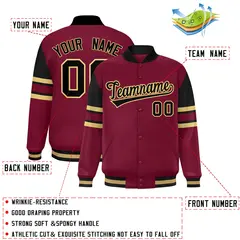 Crimson Color Block Varsity Full-Snap Letterman Jacket 2