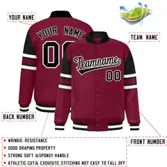 Crimson Color Block Varsity Full-Snap Letterman Jacket 2