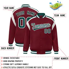 Crimson Color Block Varsity Full-Snap Letterman Jacket 2
