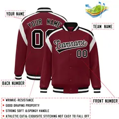 Crimson Color Block Varsity Full-Snap Letterman Jacket 2