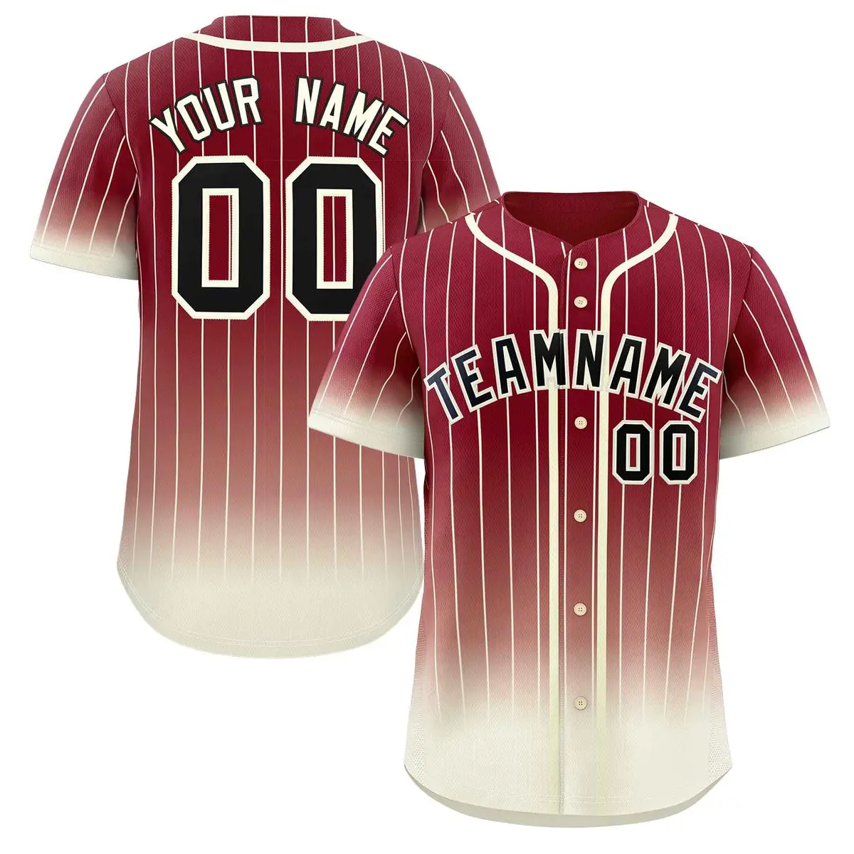 Crimson Cream-Black Gradient Stripe Fashion Baseball Jersey