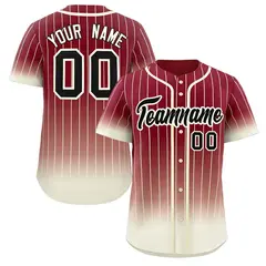 Crimson Cream-Black Gradient Stripe Fashion Baseball Jersey