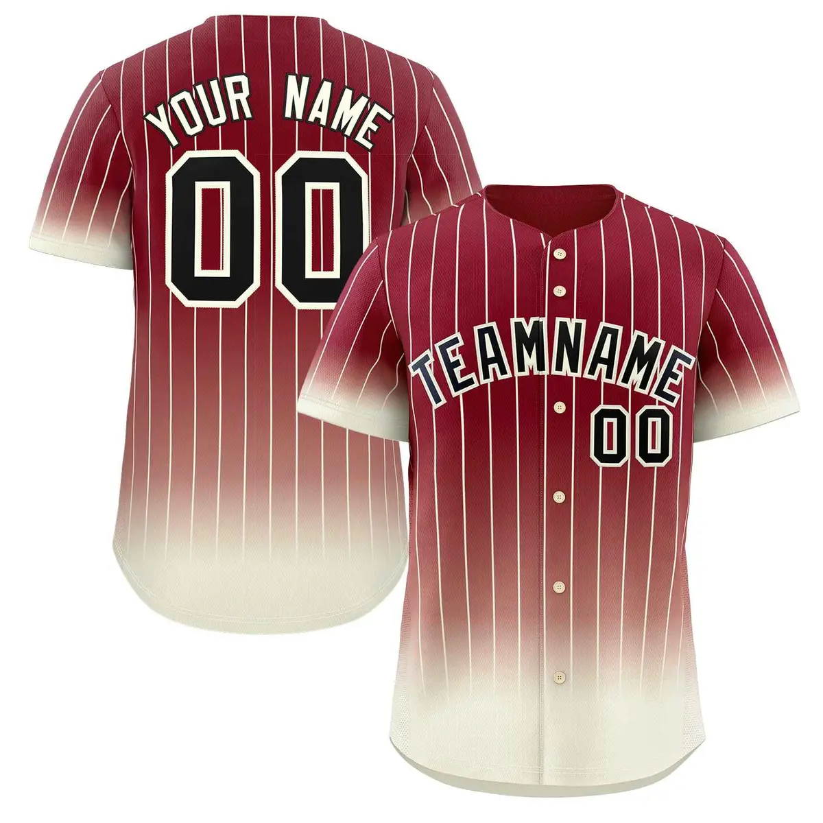 Crimson Cream-Black Gradient Stripe Fashion Baseball Jersey