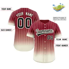 Crimson Cream-Black Gradient Stripe Fashion Baseball Jersey 2