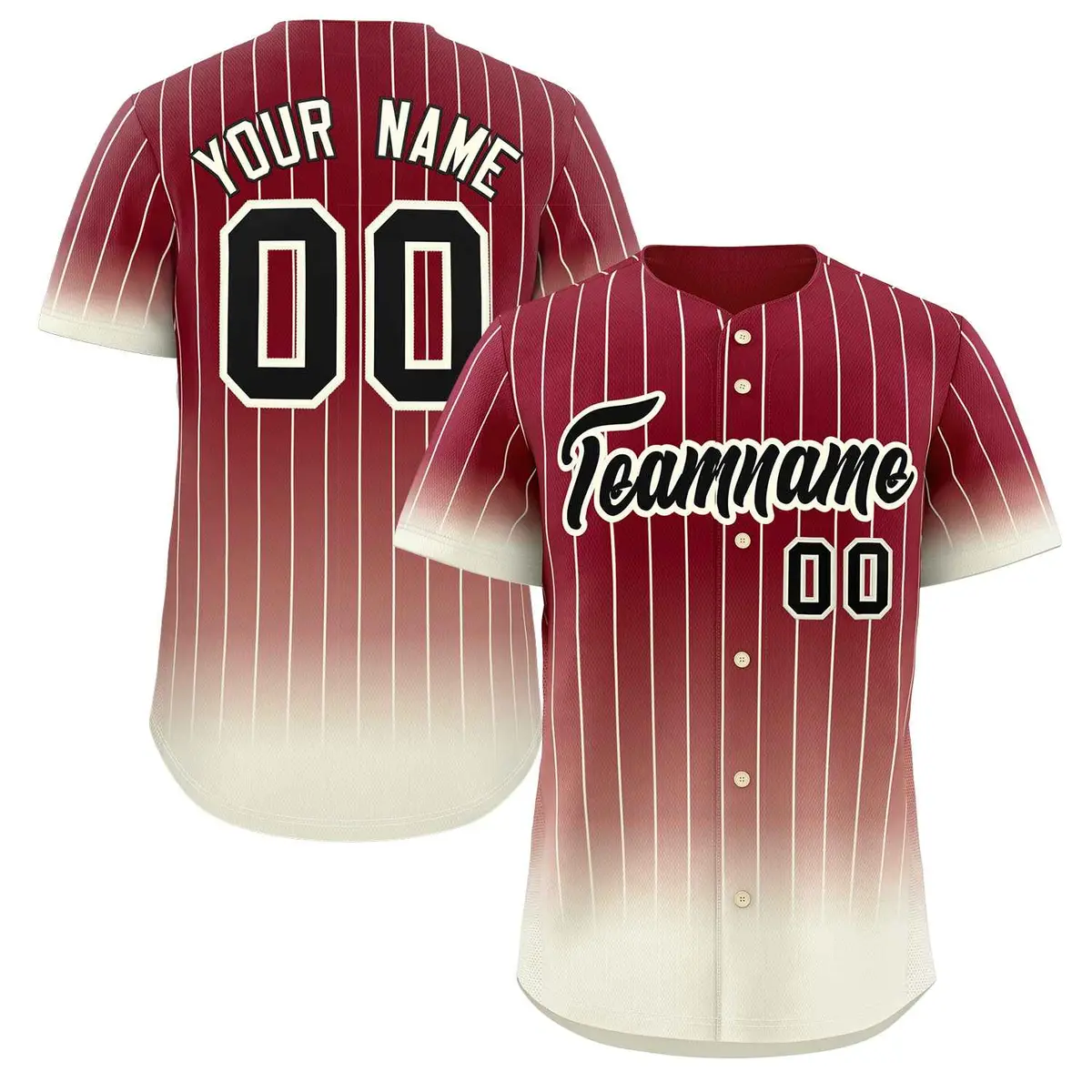 Crimson Cream-Black Gradient Stripe Fashion Baseball Jersey