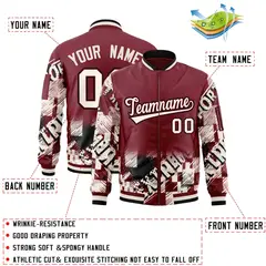Crimson Cream-Black Street Graffiti Varsity Letterman Jacket 2