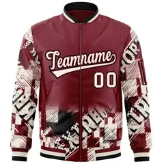 Crimson Cream-Black Street Graffiti Varsity Letterman Jacket 3