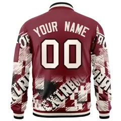 Crimson Cream-Black Street Graffiti Varsity Letterman Jacket 4