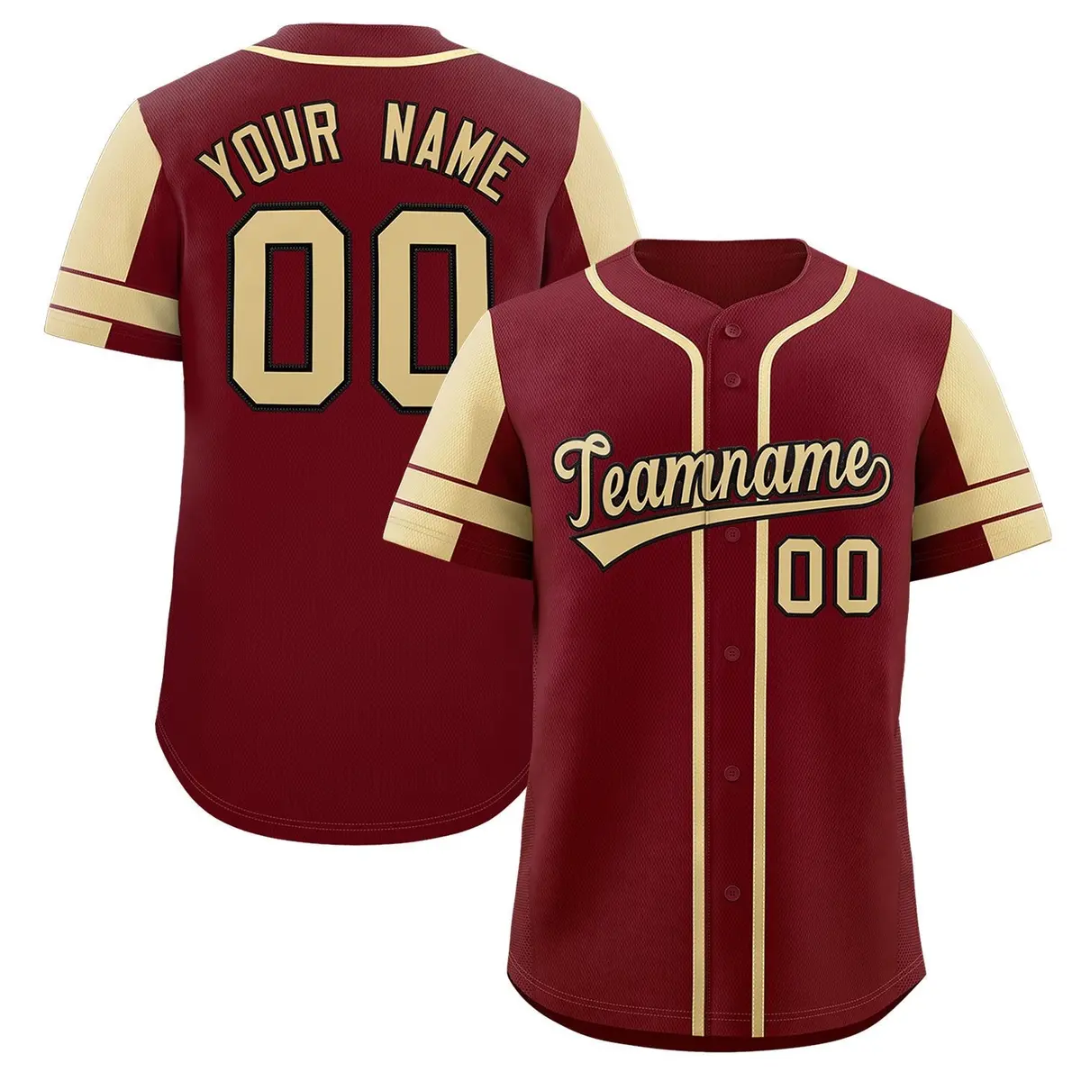 Crimson Cream Raglan Sleeves Authentic Baseball Jersey