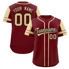 Crimson Cream Raglan Sleeves Authentic Baseball Jersey 1
