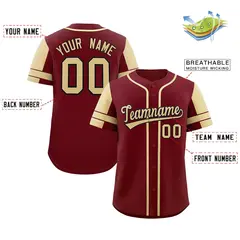 Crimson Cream Raglan Sleeves Authentic Baseball Jersey 2