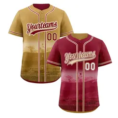 Crimson Cream Reversible City Skyline Graffiti Baseball Jersey