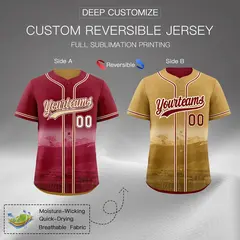 Crimson Cream Reversible City Skyline Graffiti Baseball Jersey 2