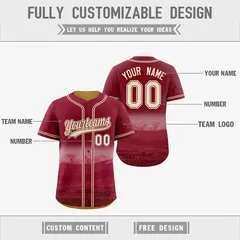 Crimson Cream Reversible City Skyline Graffiti Baseball Jersey 3