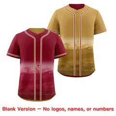 Crimson Cream Reversible City Skyline Graffiti Baseball Jersey 8