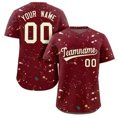 Crimson Cream Splash Graffiti Striped Baseball Jersey