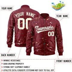Crimson Cream Splash Graffiti Varsity Full-Zip Letterman Jacket 2