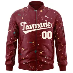 Crimson Cream Splash Graffiti Varsity Full-Zip Letterman Jacket 3