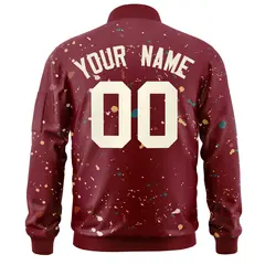 Crimson Cream Splash Graffiti Varsity Full-Zip Letterman Jacket 4