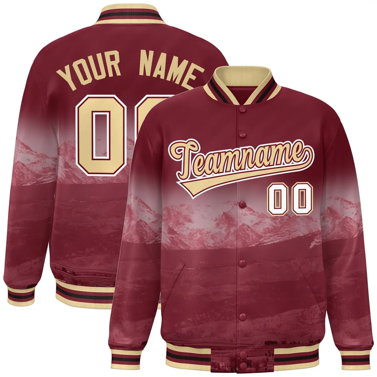 Crimson Cream-White Denver Skyline Varsity Full-Snap Track Jacket