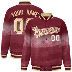 Crimson Cream-White Denver Skyline Varsity Full-Snap Track Jacket 1