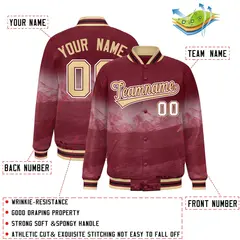 Crimson Cream-White Denver Skyline Varsity Full-Snap Track Jacket 2