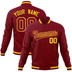 Crimson Crimson-Gold Varsity Full-Snap Letterman Jacket