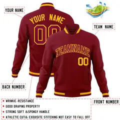 Crimson Crimson-Gold Varsity Full-Snap Letterman Jacket 4