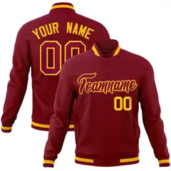 Crimson Crimson-Gold Varsity Full-Snap Letterman Jacket 1