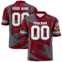 Crimson Dark Gray Scratch Pattern Authentic Football Jersey 1