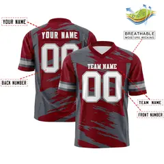 Crimson Dark Gray Scratch Pattern Authentic Football Jersey 2