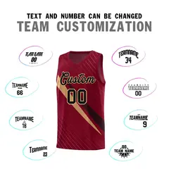 Crimson Diagonal Pinstripe Color Block Basketball Jersey 4