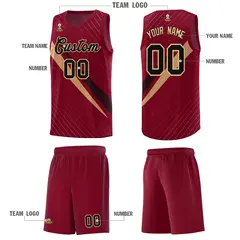 Crimson Diagonal Pinstripe Color Block Basketball Jersey 5