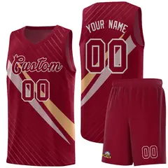 Crimson Diagonal Pinstripe Color Block Basketball Jersey 1