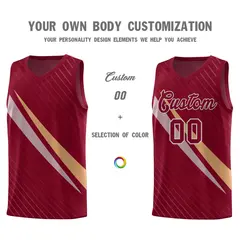 Crimson Diagonal Pinstripe Color Block Basketball Jersey 3