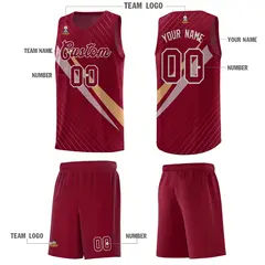 Crimson Diagonal Pinstripe Color Block Basketball Jersey 5