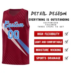 Crimson Diagonal Pinstripe Color Block Basketball Jersey 2
