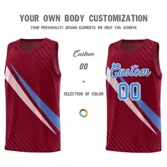 Crimson Diagonal Pinstripe Color Block Basketball Jersey 3