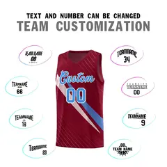 Crimson Diagonal Pinstripe Color Block Basketball Jersey 4