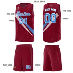 Crimson Diagonal Pinstripe Color Block Basketball Jersey 5