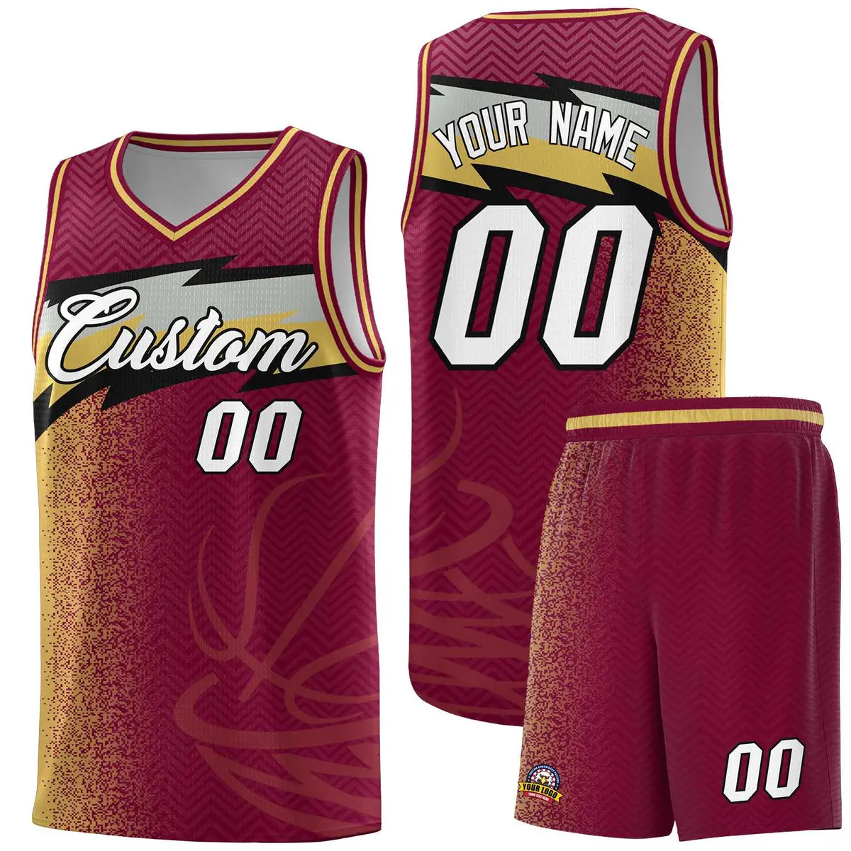 Crimson Dot Scatter Graffiti Pattern Basketball Jersey