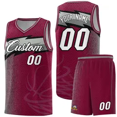 Crimson Dot Scatter Graffiti Pattern Basketball Jersey 1