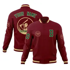 Crimson Full-Snap Varsity Letterman Baseball Jacket 1