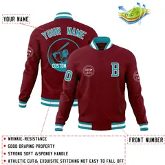 Crimson Full-Snap Varsity Letterman Baseball Jacket 4