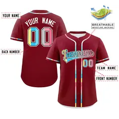 Crimson Genderflux Pride Month Baseball Jersey 2