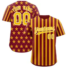 Crimson Gold American Flag Graffiti Baseball Jersey 1