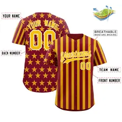 Crimson Gold American Flag Graffiti Baseball Jersey 2