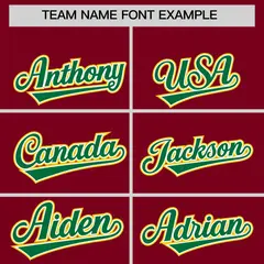 Crimson Gold and Kelly Green Raglan Sleeves Baseball Jersey 3
